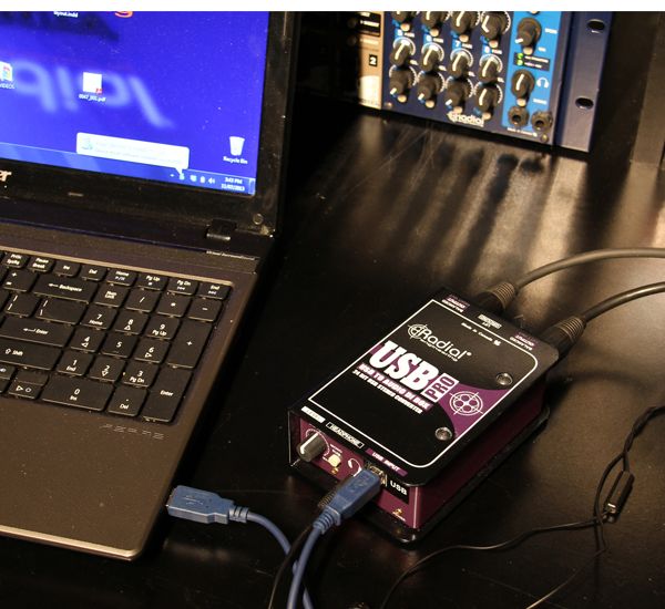 A multi-media direct box can be used to interface a computer to a PA or recording system