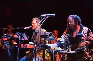 Joe Bagale, keyboards and vocals, and Crystal Monee Hall, lead vocalist