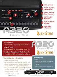 A320 Personal Mixer Quick Start Card